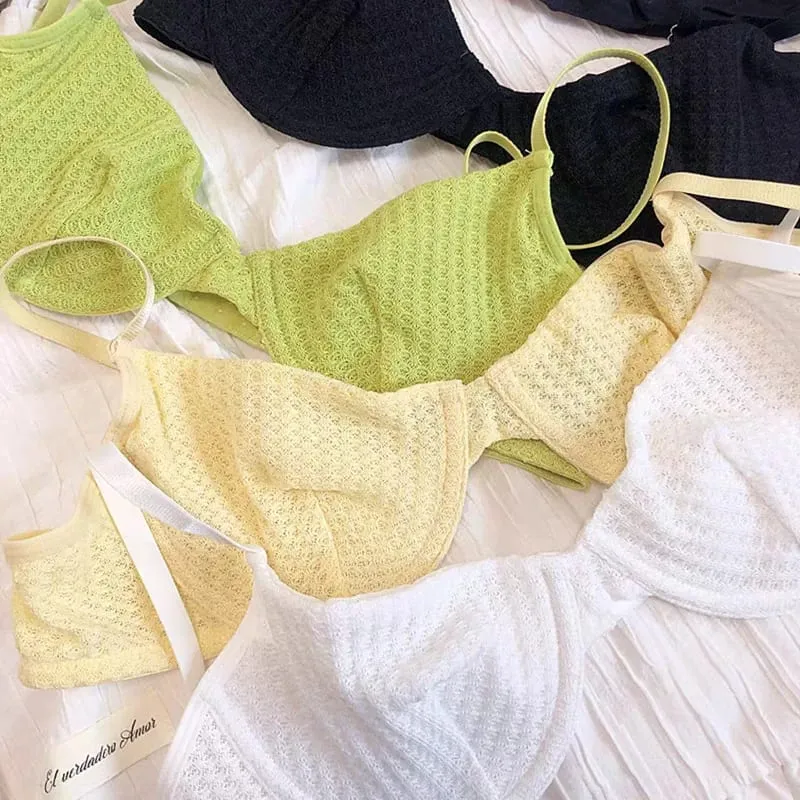 Conjunto de sutiã liso casual feminino elegante conjunto de lingerie elástica tanga fina conjunto de sutiã e calcinha