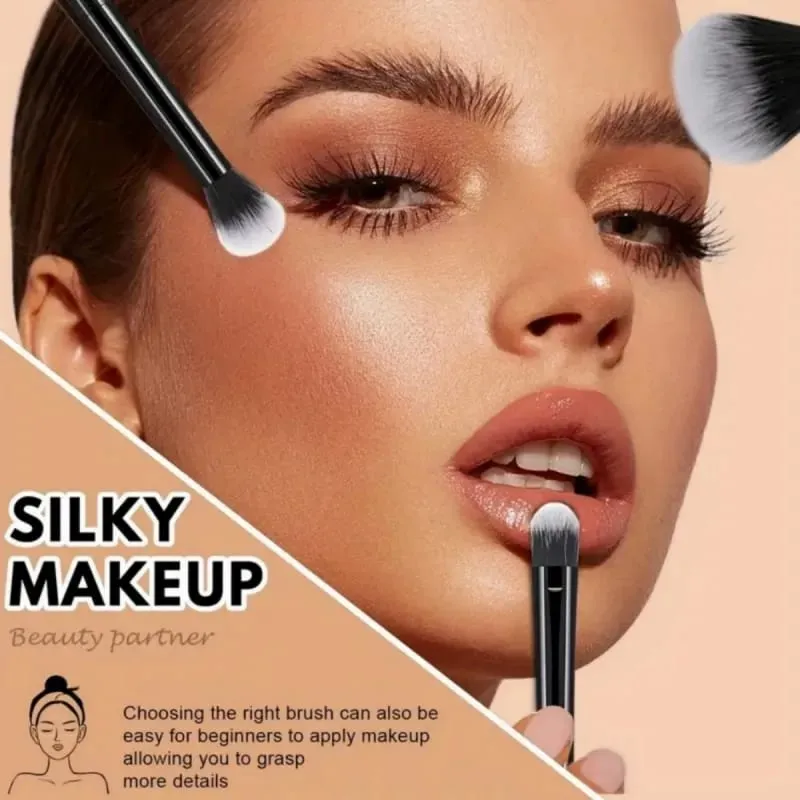 Conjunto de pincéis de maquiagem preto multifuncional, 8/12 peças, com cerdas macias de ovo de beleza para todos os tipos de pele, pincéis cosméticos sem álcool