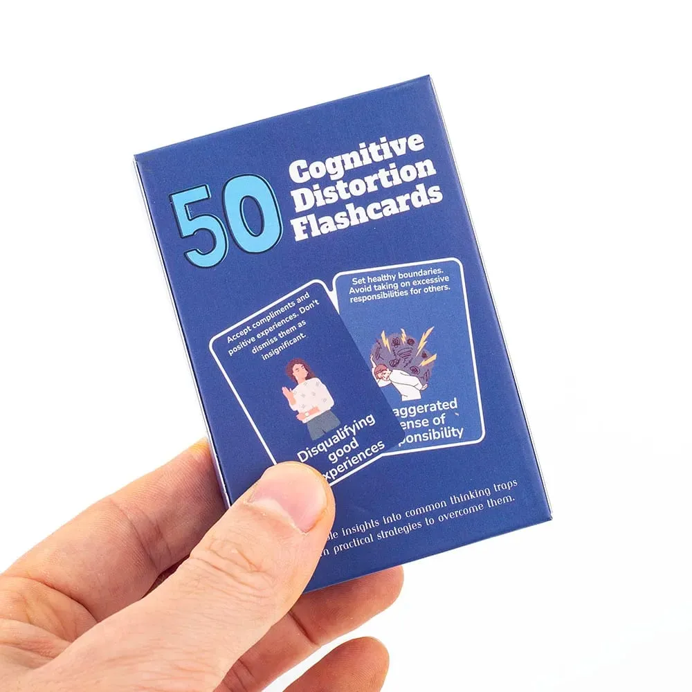 50 flashcards de distorção cognitiva identificam armadilhas de pensamento estratégias práticas de bem-estar mental jogo de tabuleiro de gerenciamento emocional