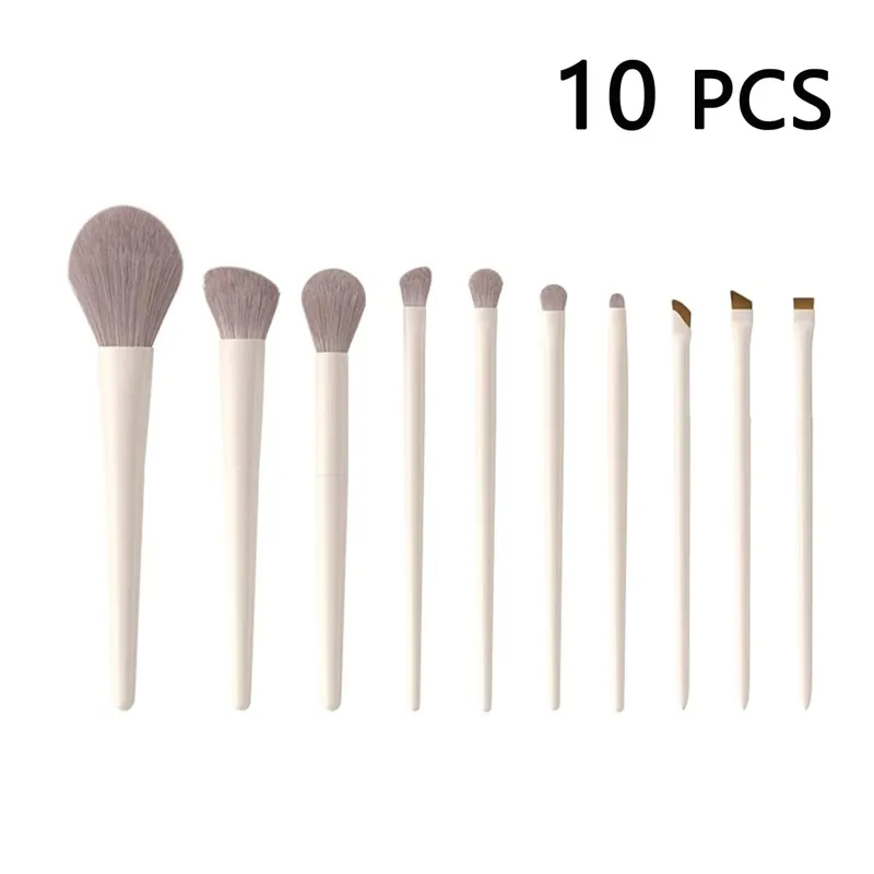 Conjunto de pincéis de maquiagem com 10 peças, cerdas de nylon de alta qualidade, inclui pincéis para olhos e pó, blush e base
