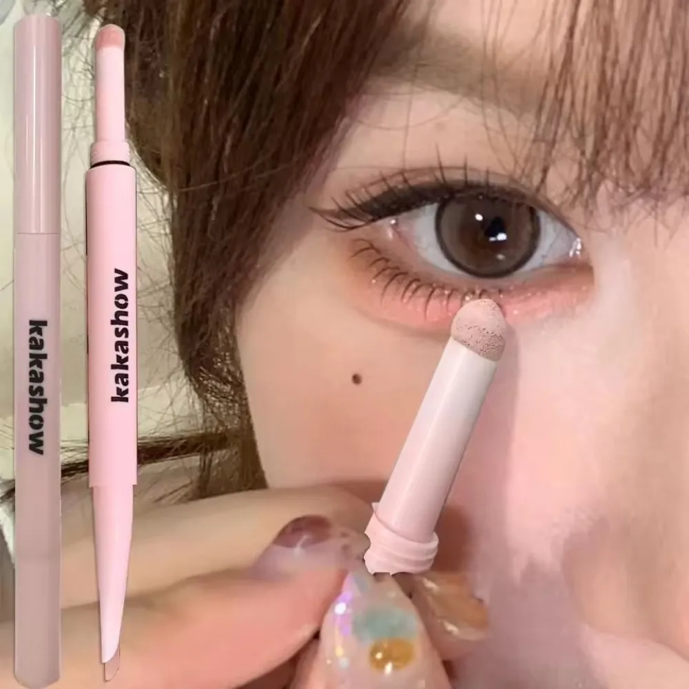 Caneta aegyosal fosca com glitter de extremidade dupla, destaque e sombra, maquiagem para os olhos, delineador em gel para bicho da seda