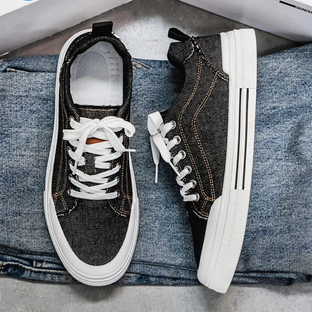 Kasut Kanvas Bernafas Lelaki Sneakers Bertapak lembut Kasut Papan Kasual Rendah Atas Bawah Rata Kasut Lelaki Bergaya Fesyen Zapatillas