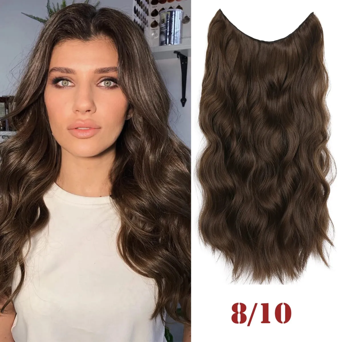Synthatic Artificial Long Wavy Hairpiece Blonde Mixed Brown False Hair Piece For Women Two Clips Natural Hair Extension 17 Color
