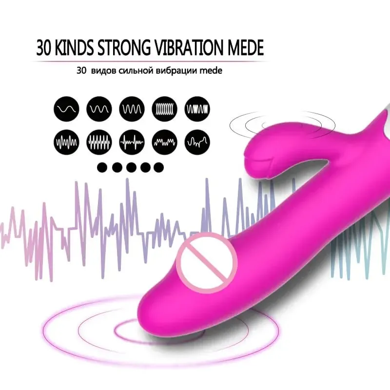 Vibrador coelho para mulheres, 30 velocidades, recarregável, ponto g, estimulador de clitóris, vagina, masturbador feminino, brinquedos sexuais para aldult