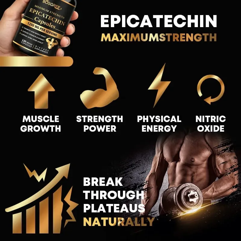 Cápsulas de epicatequina - Síntese de Proteínas, Capacidade Atlética, Força e Suporte Muscular Magro - Suplementos Inibidores de Carnosina