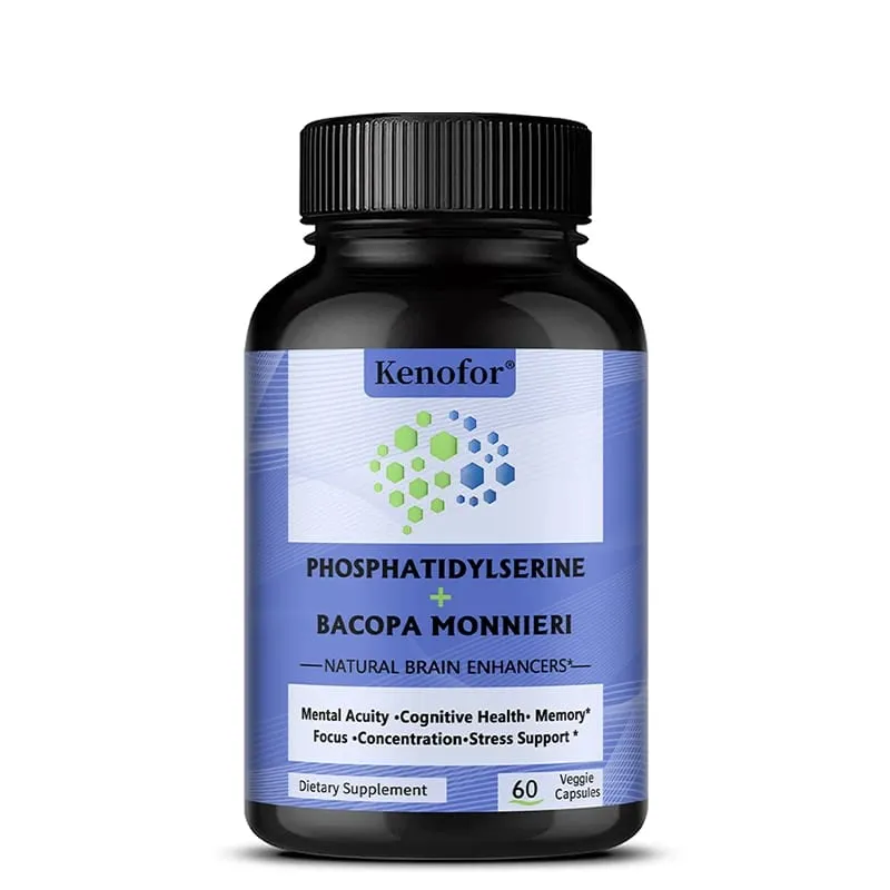 Suplemento de Fosfatidilserina + Bacopa Monnieri - Ajuda a Saúde Cognitiva da Memória a Aliviar o Estresse - Suplemento Nutricional para o Cérebro