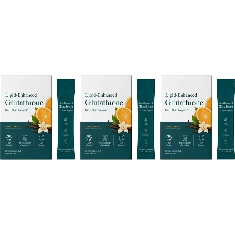 Pacotes de suplemento líquido de glutationa com lipídios aprimorados com baunilha cítrica apoiam a saúde intestinal e a saúde da pele 26 pacotes de 130ml