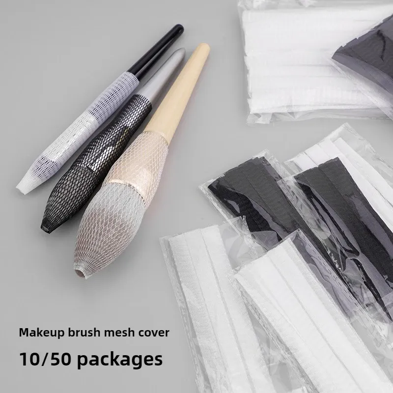 50pcs/bag Makeup Brushes Protect Cover Cosmetic Brush Protector Mesh Flexible Net Protectors Cover Reusable Make Up Beauty Tools