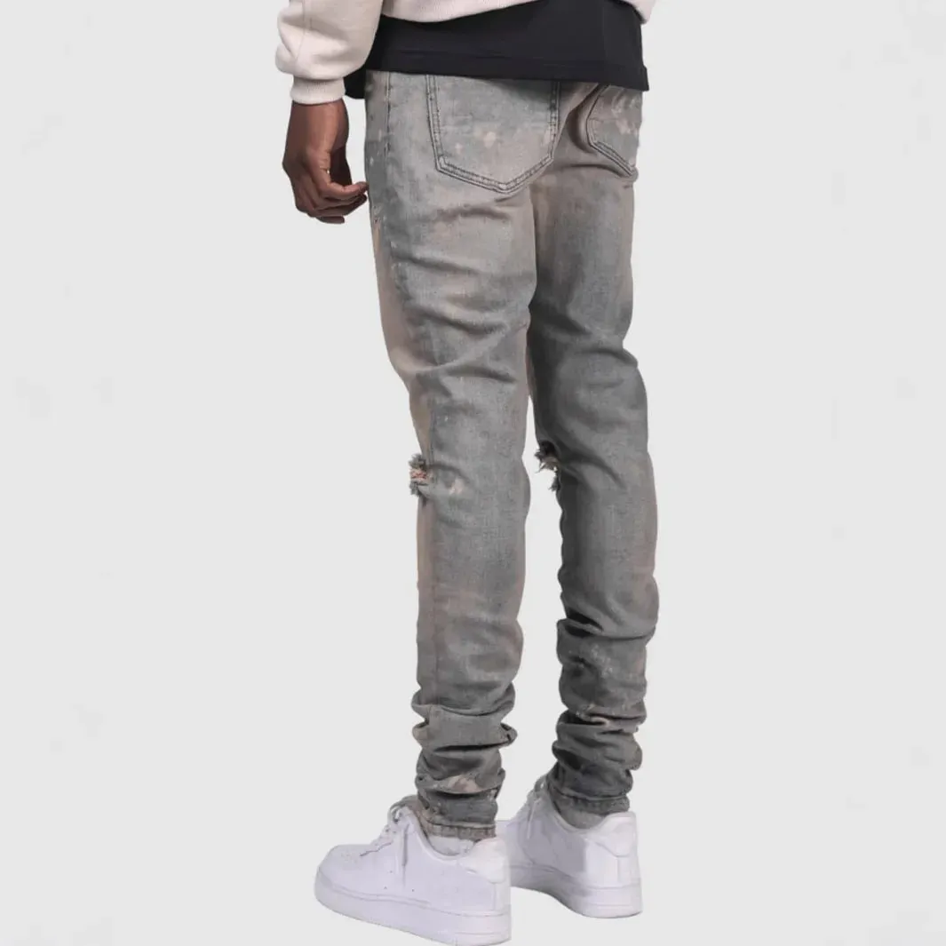 Kakan - Novo jeans masculino azul slim fit com remendo Y2k com design estampado jeans longo marca masculina — image 9
