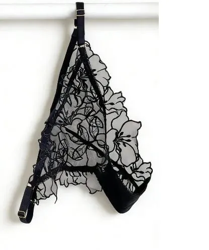 Padded Bra Set Small Bust | Lace Embroidered & Mesh Underwear Set with Soft Underwire Comfortable Demi Cup Sexy Tushy Panty PP