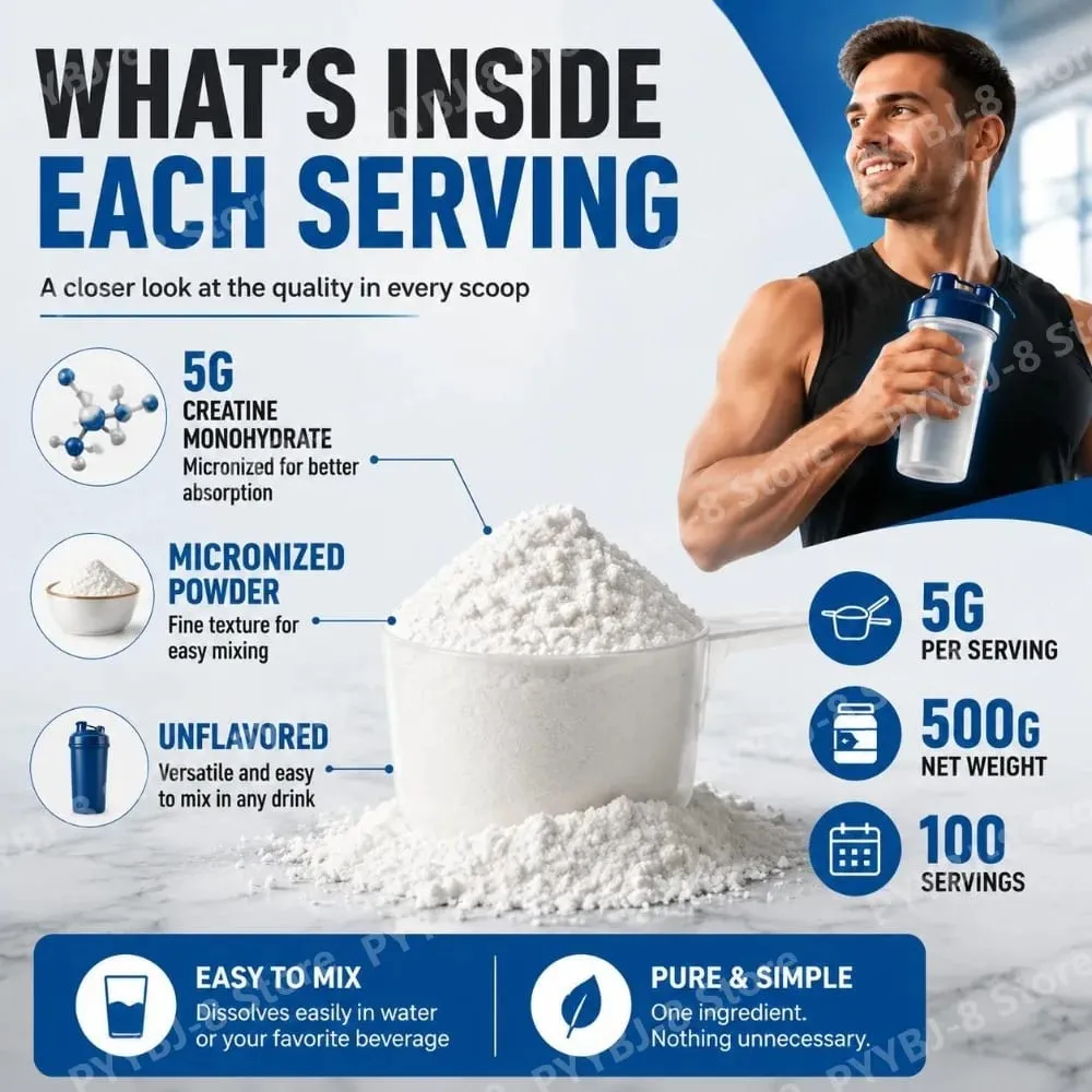 Nuturenova creatina monohidratada em pó micronizado ingrediente de treinamento de força para academia fitness 100 porções 500g de peso líquido
