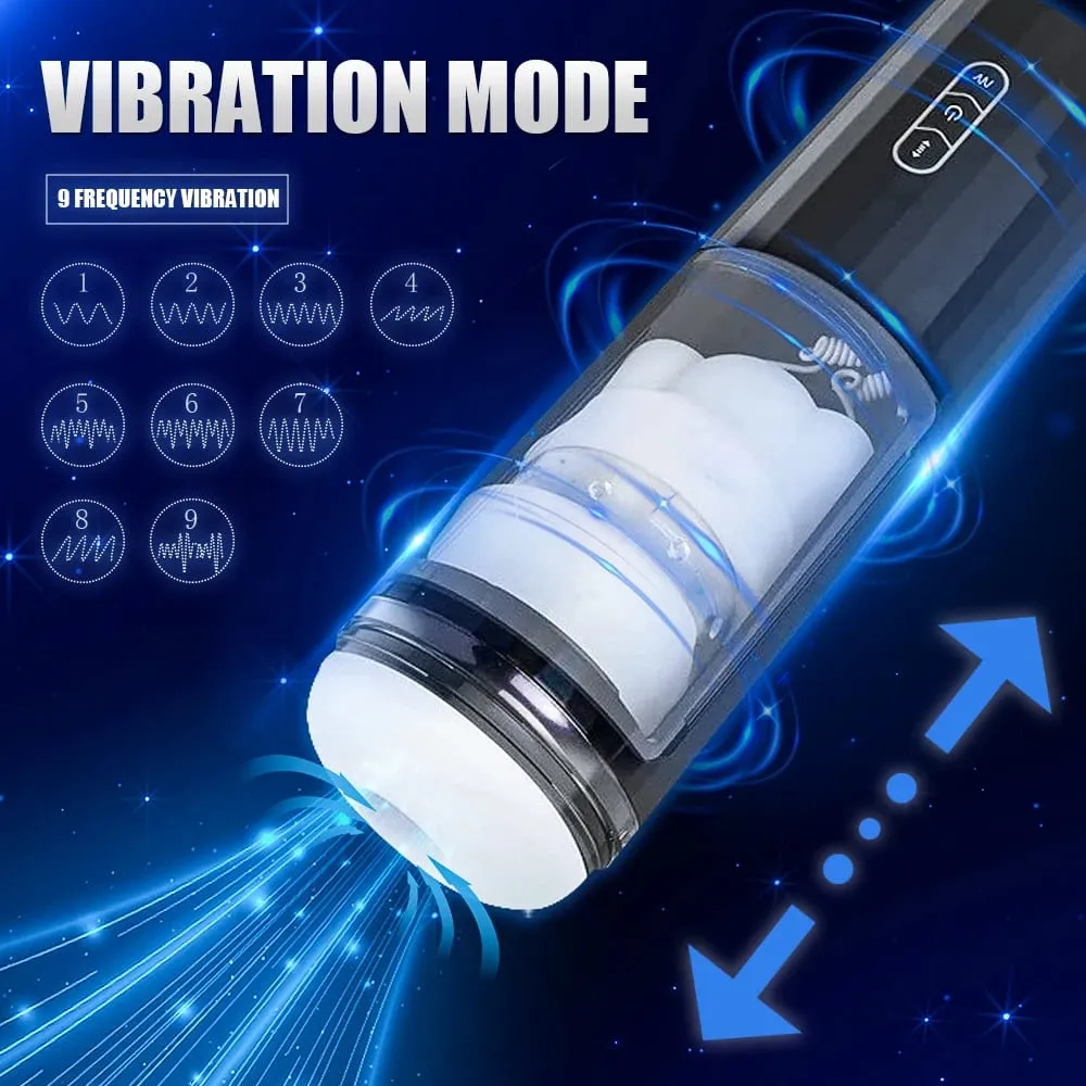 Automatic 9 Vibrating & 7 Thrusting Male Masturbations Sex Machine Toy Blowjob Sucking Masturbator for Men Adult Toys