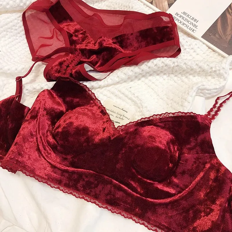 Autumn Winter Warm Velvet Trackless Bra Set Comfortable Wireless Lightweight Comfortable Lingerie For Women Sexy Underwear Sets
