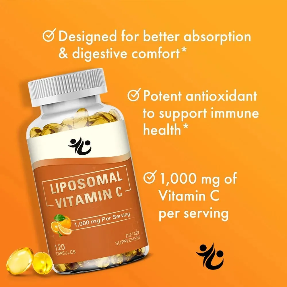 Liposomal Vitamin C 1000mg Capsules-Support Immune Defense Collagen Production Skin Radiance Cognitive & Circulatory Wellness