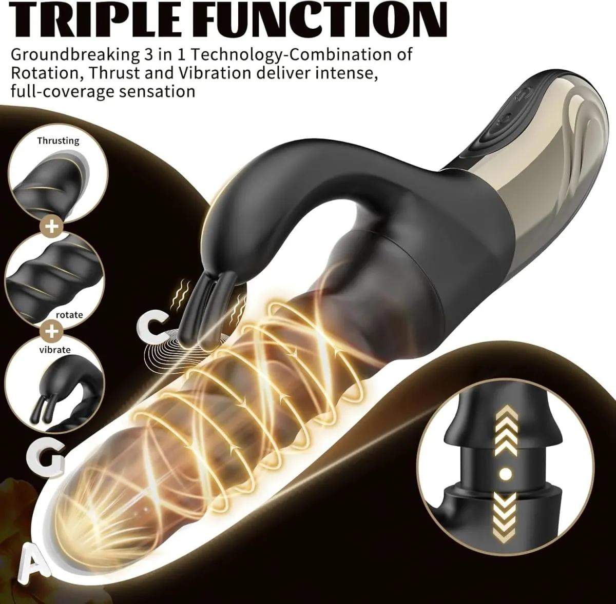 Empurrando G Spot Coelho Vibrador Estimulador Clitoral 360 ° Redemoinho Para Baixo Impulso 5 Modos de Giro Brinquedos Sexuais Adultos para Mulheres