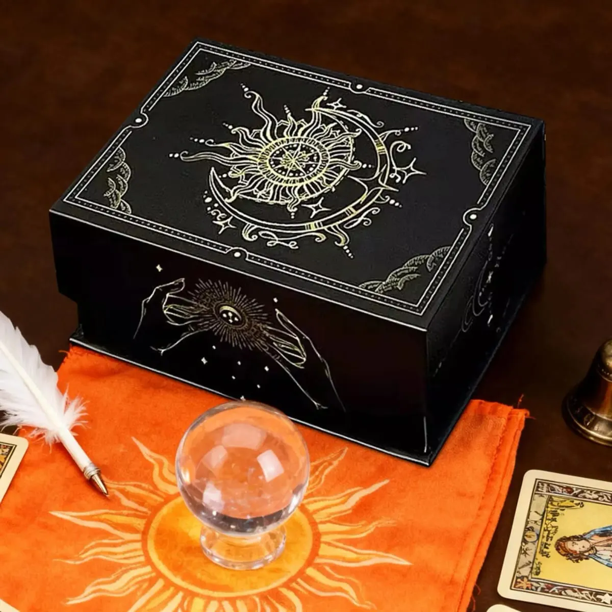 Magnetic Lid Tarot Card Box Portable Lightweight Storage Organizer Low-key elegant Playing Cards Jewelry Keepsakes storage box