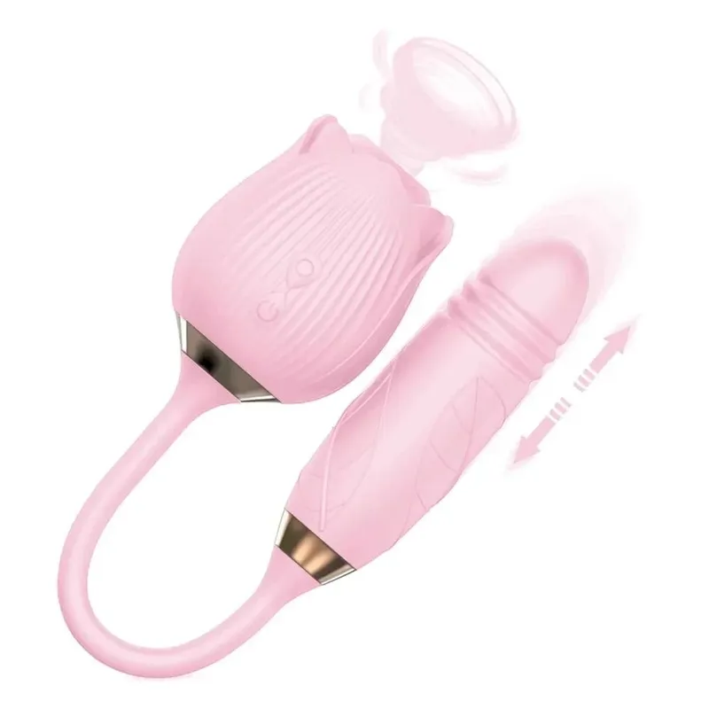 3 em 1 empurrando vibrador anal feminino rosa sugando clitóris estimulador vibrador lambendo vagina massageador masturbador brinquedos sexuais para mulher