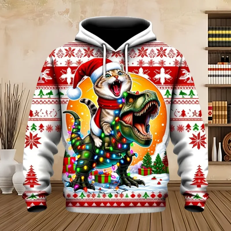 2025 Merry Christmas Graphic Sweatshirts Tree Pullover Hoodies for Men Clothes Santa Claus Hoody Snowman Sweatshirts Unisex Top
