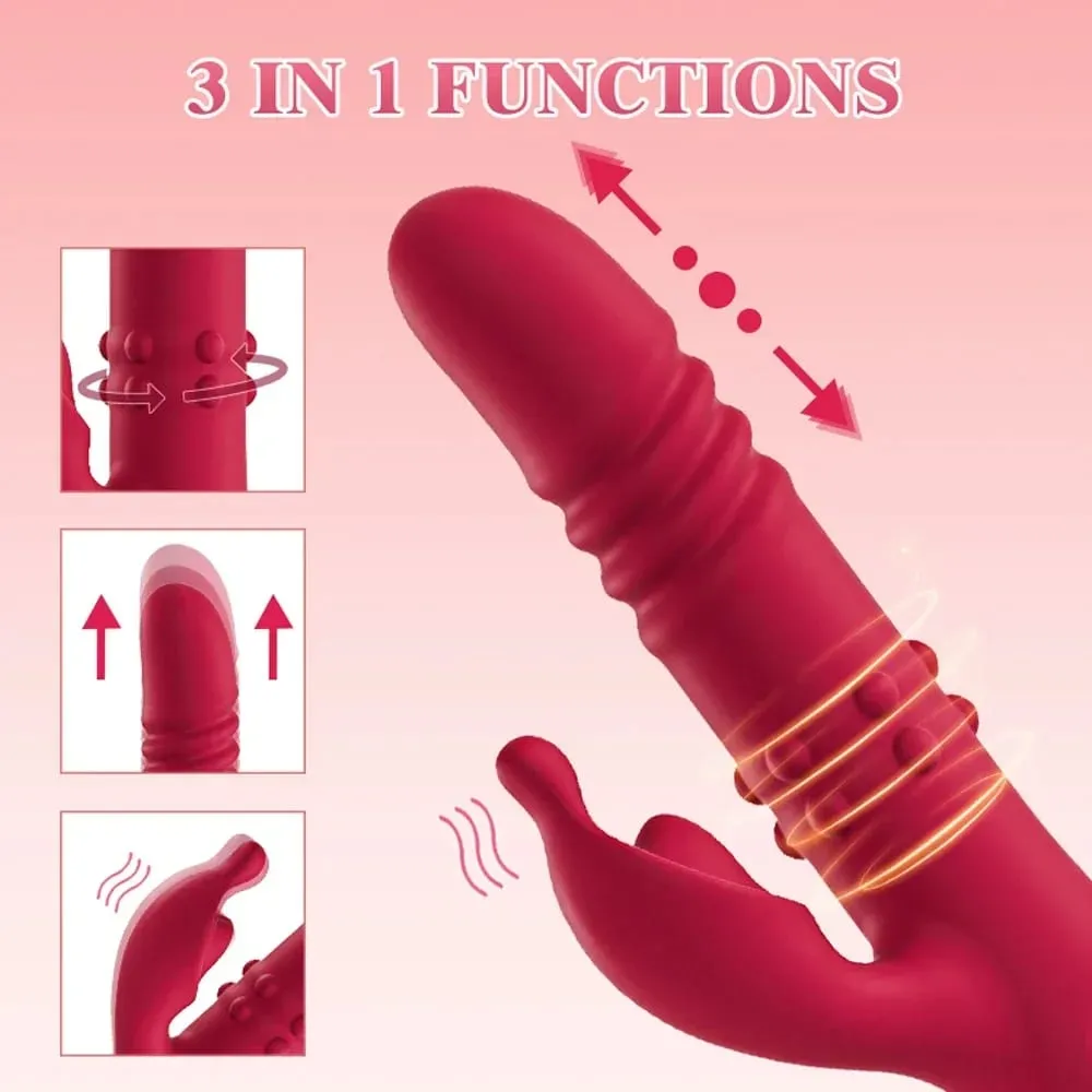 Rabbit Vibrator for Women 10-Speed Thrusting Dildo Clit & G-Spot Stimulator Rotating Mode Couples Sex Toy for Pleasure