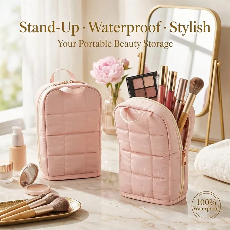 Bolsa de armazenamento para pincéis de maquiagem, grande capacidade, à prova d'água, couro pu, ferramentas cosméticas, organizador para pincéis de maquiagem, batons