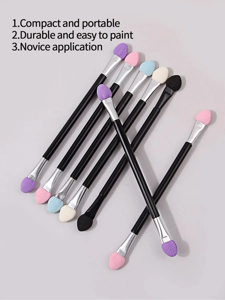 50PCS Double-Ended Eyeshadow Brushes Fashion Useful Long Handle Sponge Stick Applicators Lip Eye Brow Brush Beauty Makeup Tool