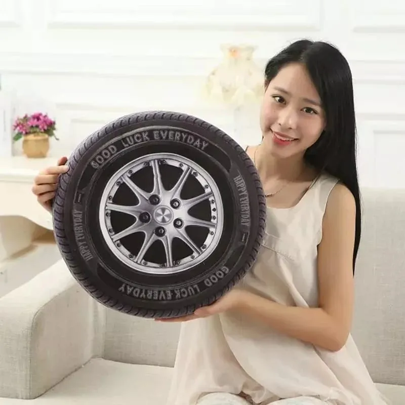 Simulação 3d pneu de carro travesseiro de pelúcia realista impresso roda almofada criativo engraçado sofá lance travesseiro auto entusiasta decoração presente