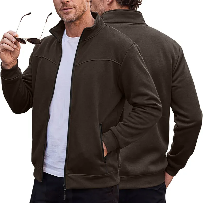 Four Seasons men's full-zip soft-shell jacket with stand-up collar, side pockets, long sleeves and relaxed casual style