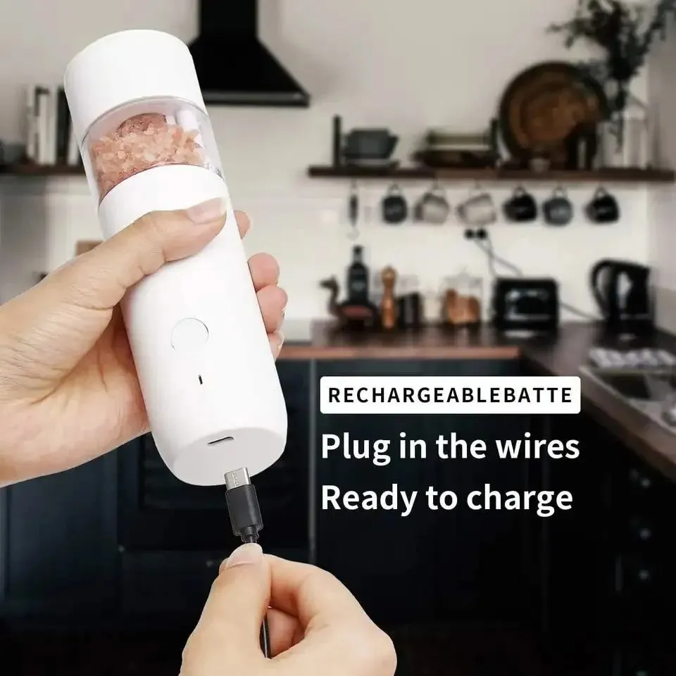 電動自動鹽和胡椒研磨機組可充電 USB 重力香料研磨機可調式香料研磨機廚房工具