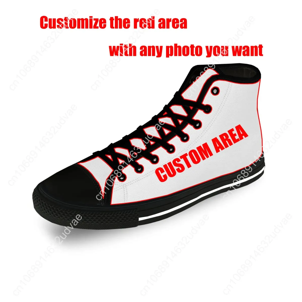 Men Vulcanized Sneakers High Top Canvas Shoes Custom Image Name Design Mens Flat Shoes Lace Up Footwear Dropshipping