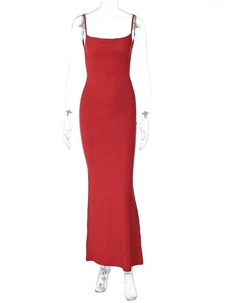 Hugcitar verão sólido sem mangas sem costas elegante sexy bodycon y2k maxi vestido de baile roupas femininas festa de aniversário casual y2k