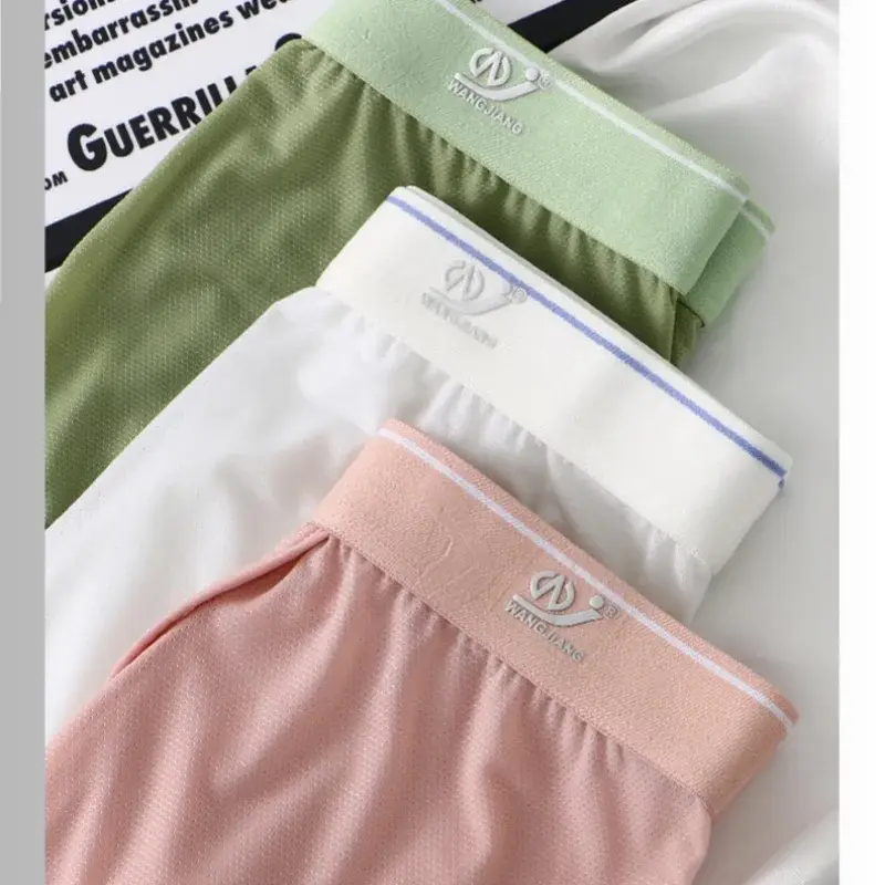 1 pçs gelo seda espaço cápsula roupa interior masculino compartimento sólido verão respirável ultra-fino boxers shorts transparentes hombre