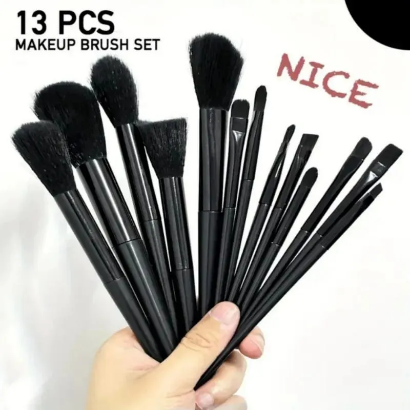 Conjunto de ferramentas de maquiagem com 19 peças, incluindo 13 pincéis de maquiagem macios, 3 sopros de pó triangulares e 3 ovos de beleza em forma de gota
