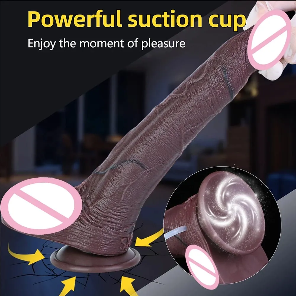 Silicone realista camadas duplas ejaculando pênis esguichando vibrador longo com otário brinquedos sexuais anal para homens mulheres masturbador