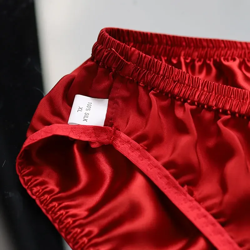 10pcs/lot mulberry silk underwear, comfortable triangle pants, large size health and breathable men's summer sweat absorption
