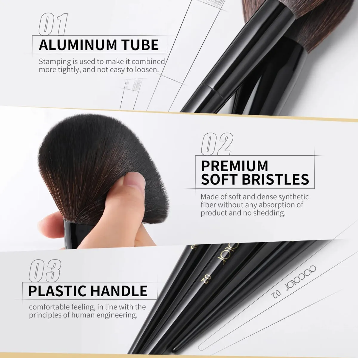 Docolor Makeup Brushes Set Professional 30Pcs OBSIDIAN Powder Foundation Contour Blush Concealer Eyeshadow Eyeliner Eyebrow