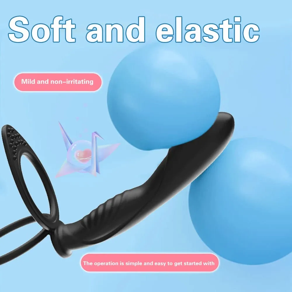 Dupla penetração anal plug vibrador vibrador galo anel butt plug para homens cinta no pênis vagina plug adulto brinquedos sexuais para casais