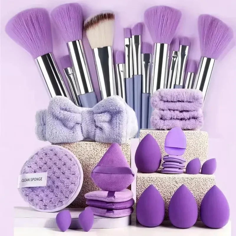 Conjunto de pincéis de maquiagem macios e fofos, base para sombra de olho, pó cosmético feminino, blush, mistura de beleza, ferramenta de beleza