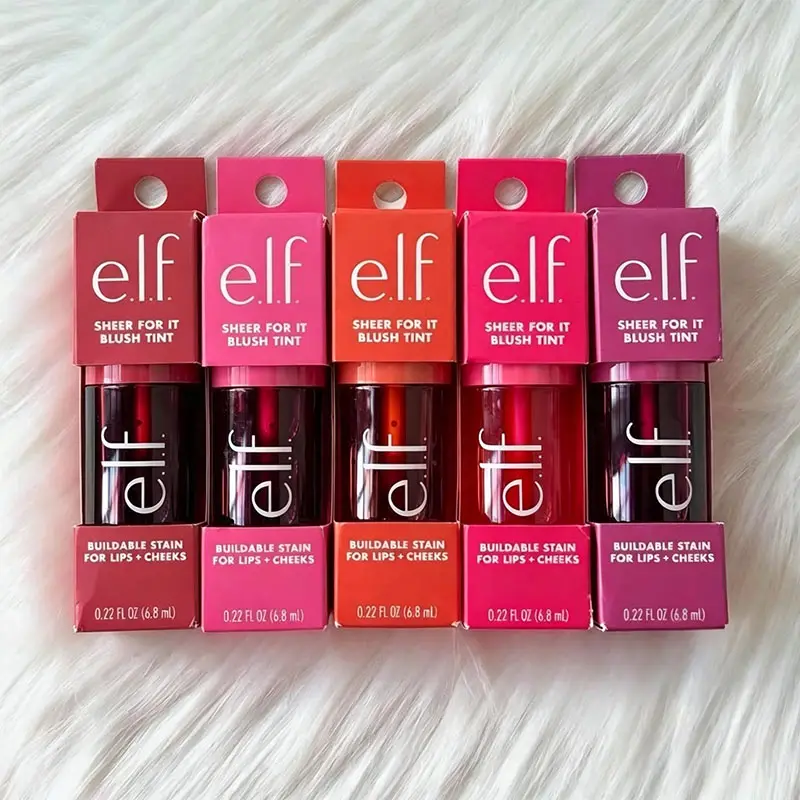Preço Especial Elf blush líquido de dupla utilização, brilho labial, hidratação persistente, criar pó iluminador natural, blush líquido, cosméticos