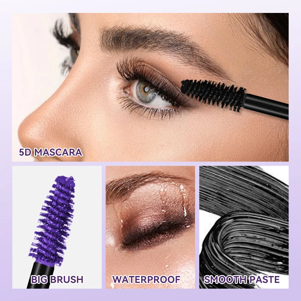 Lakerain 5D Rímel Cílios Alongamento de Longa Duração Intenso Preto Impermeável Nutritivo À Prova de Manchas Rímel Maquiagem para os Olhos