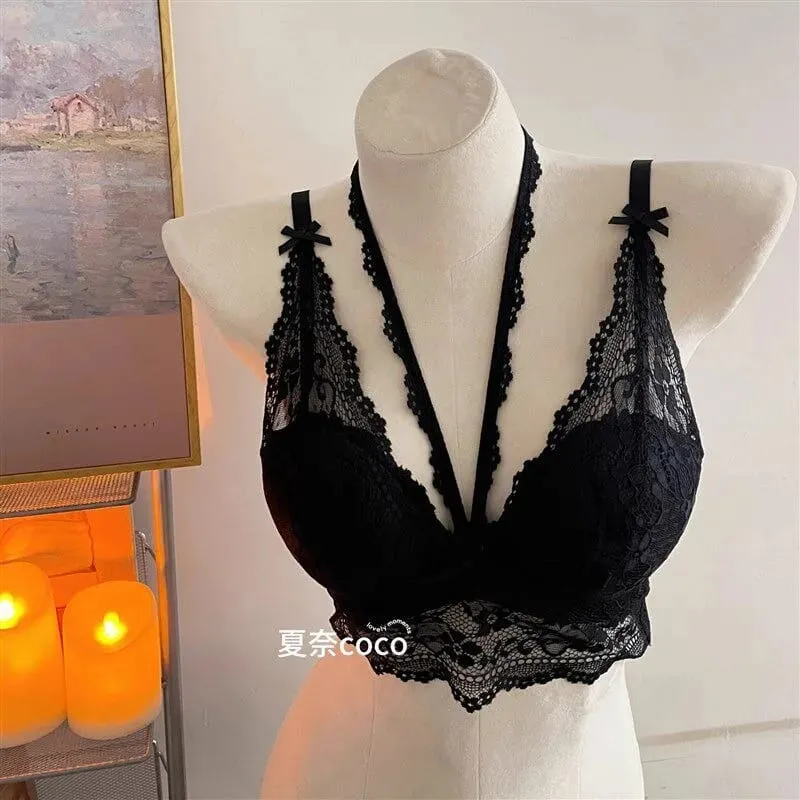 Renda francesa alça larga grosso superior camada de renda interna sem sutiã conjunto petite feminino pequeno busto conforto lingerie conjunto 32-38 s-xl