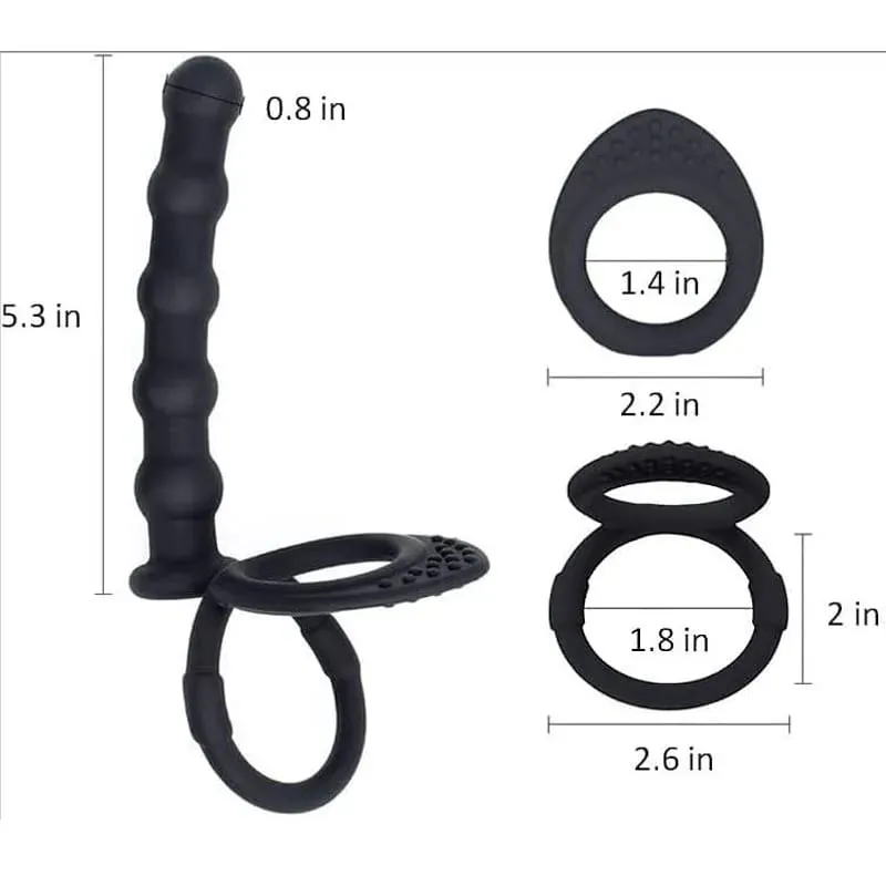 雙滲透假陽具雙重刺激振動器情侶肛門珠 G 點按摩器雞巴環成人性玩具