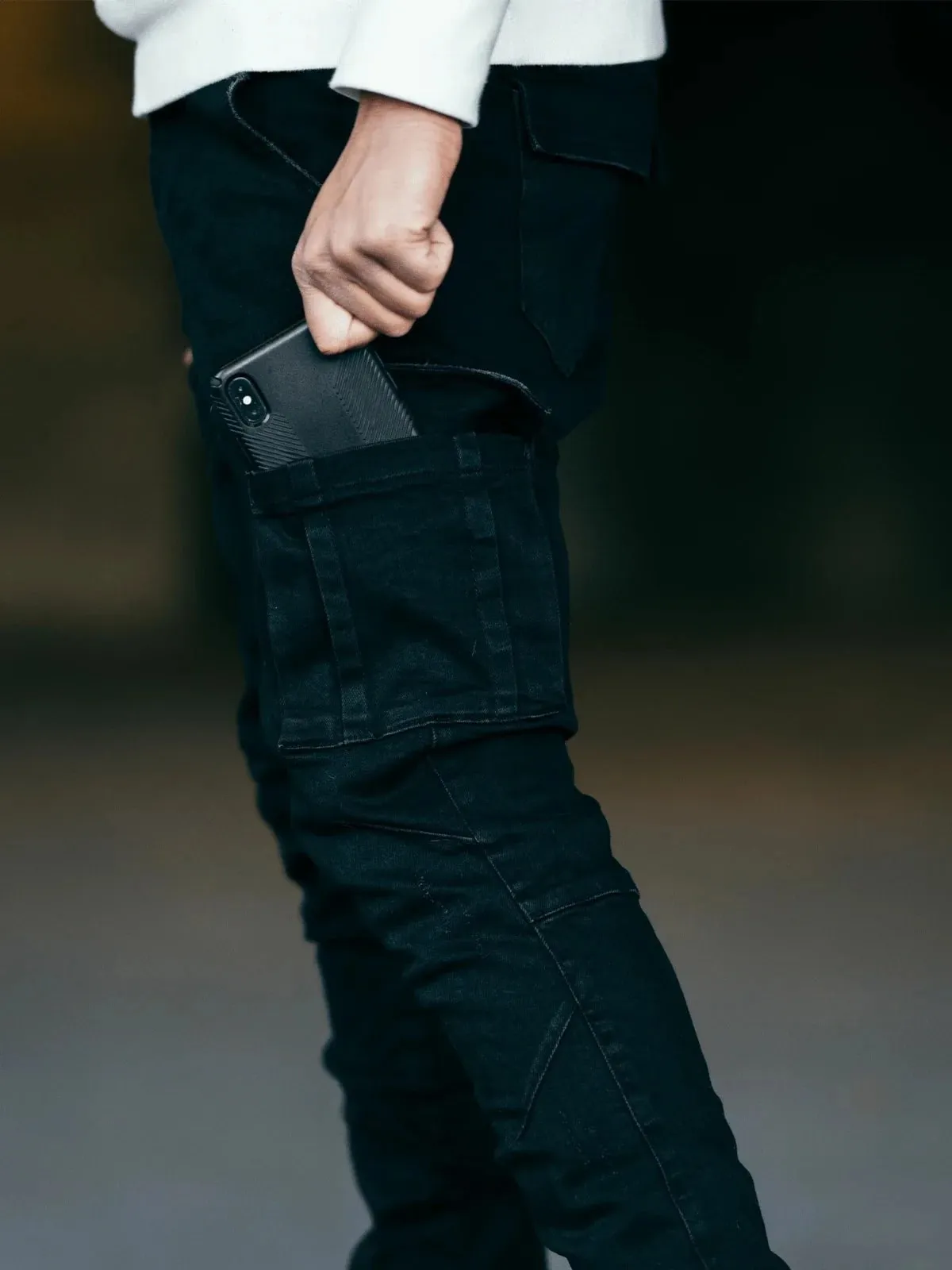 2026 calças jeans masculinas lavar cor sólida multi bolsos denim meados de cintura carga jeans plus size fahsion calças casuais masculino uso diário