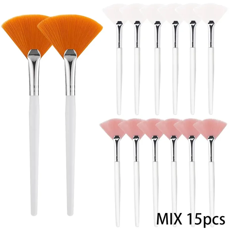 3/9/15 Pieces Facial Fan Mask Brushes Soft Mask Brush Applicator Esthetician Facial Mask Brushes For Women Girls Cosmetic Tools
