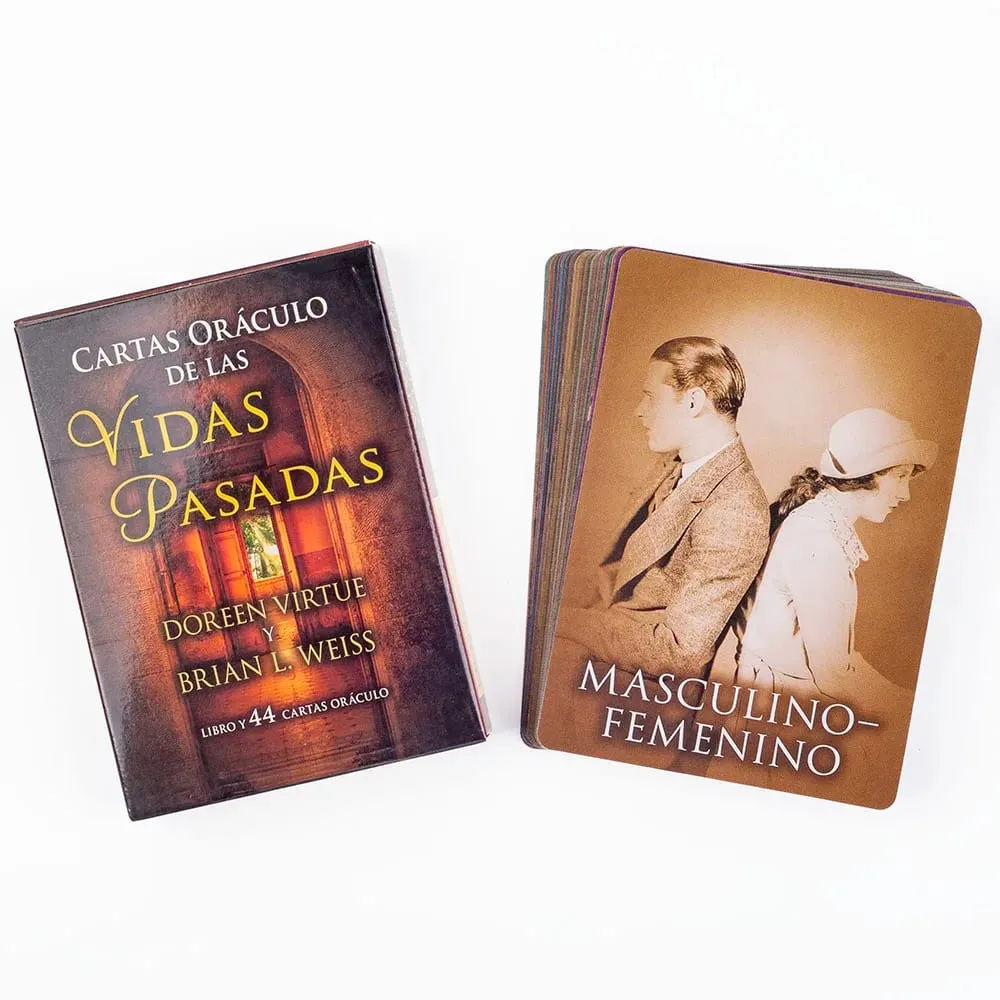 Cartas oracle de vidas passadas, 44 tarô, versão espanhola, edição de adivinhação, baralho de adivinhação, jogos de jogo, 10.3*7.4cm
