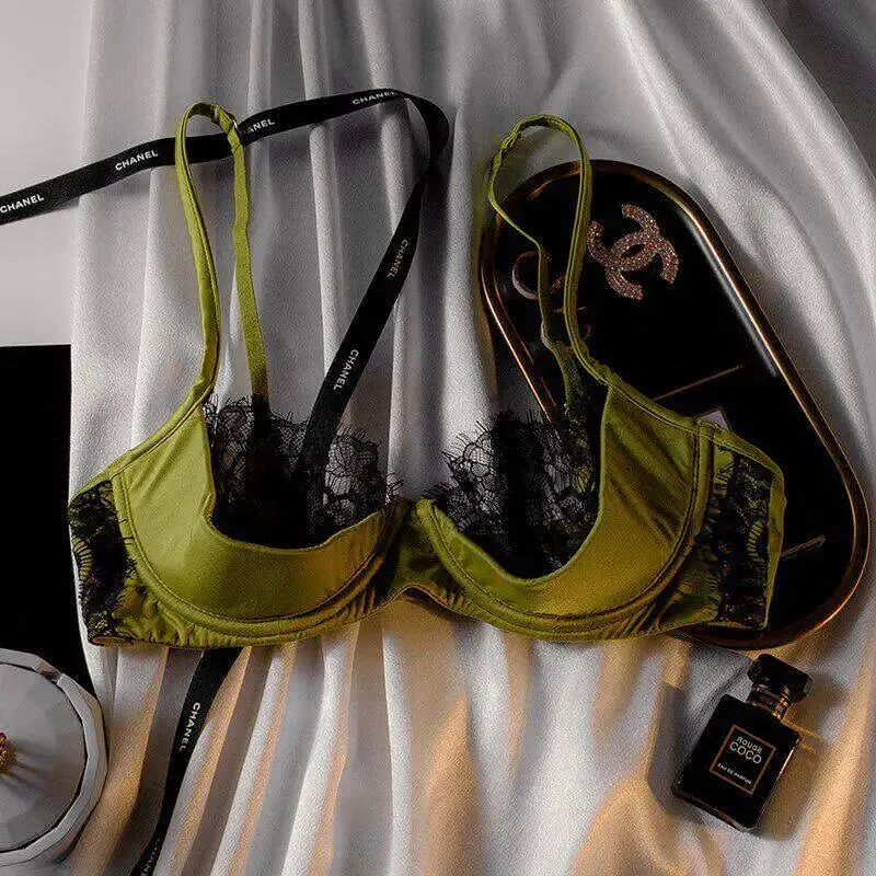 Conjunto de lingerie de renda pura francesa meia xícara fina sem forro sutiã minimizador underwire suporte elevador busto grande senhoras cuecas combinando S-XL