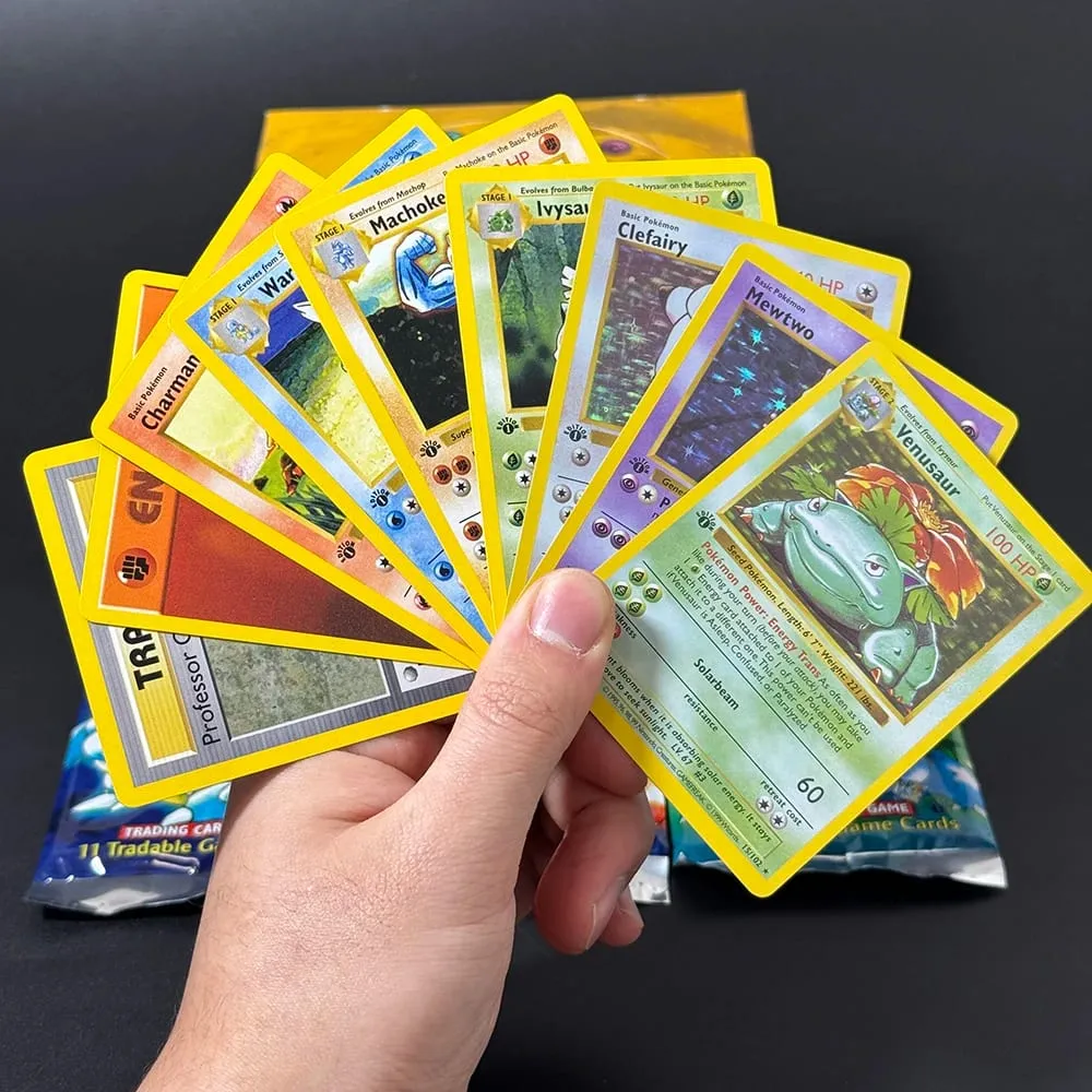 整包 PKM 第 1 版補充包 PTCG 代理卡適用於基礎套裝噴火龍 Blastoise Venusaur TCG 卡 11 件/包玩具