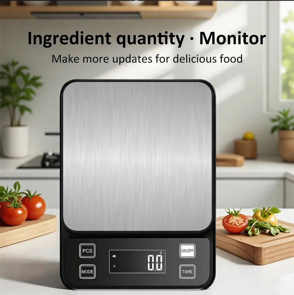 3/5/10kg 0,1g Balança de cozinha eletrônica digital LCD Display totalmente à prova d'água de aço inoxidável ferramenta de medição e pesagem — image 9