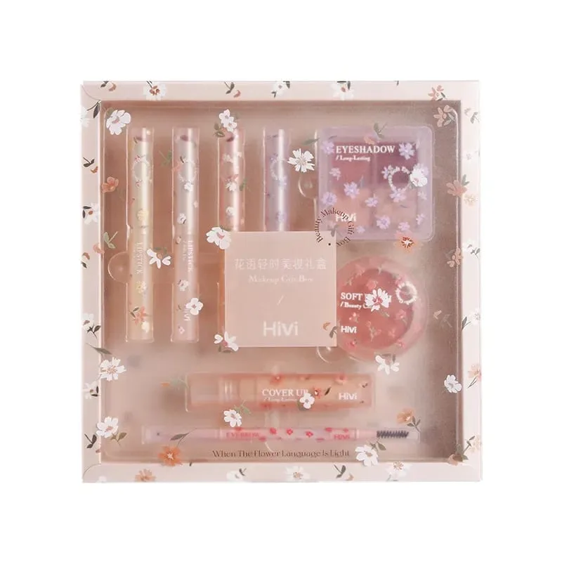 Kit de maquiagem à prova d'água, 8 peças, batom, lápis de sobrancelha, corretivo, blush, paleta de sombra, cosméticos coreanos, conjunto completo para mulheres