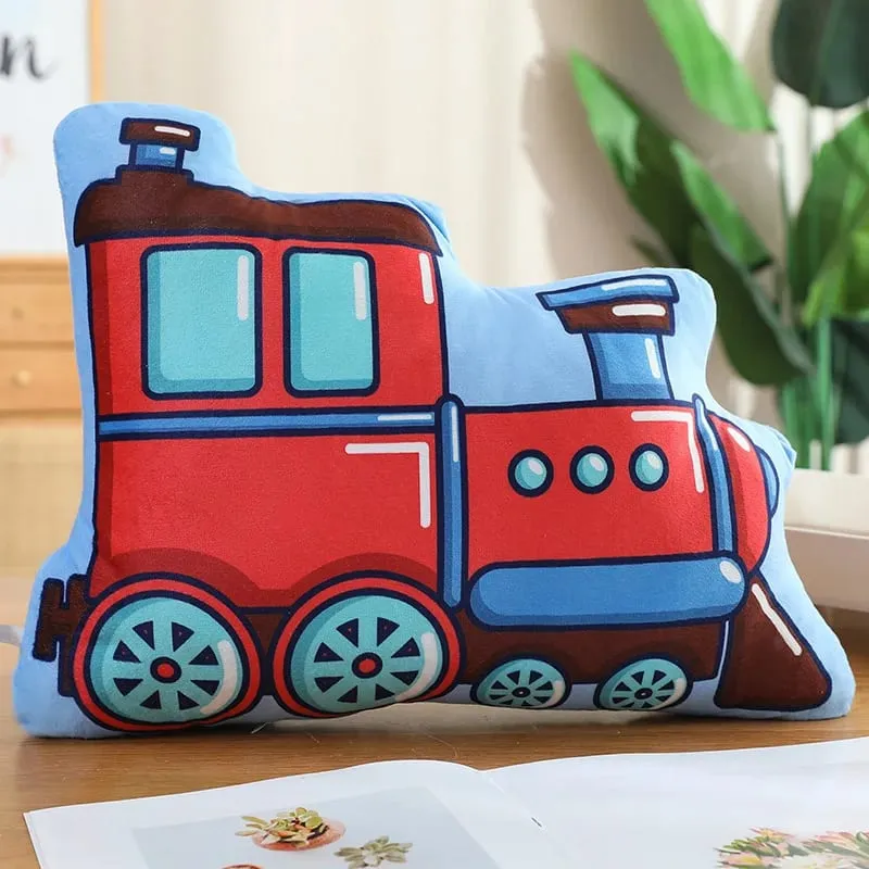 Travesseiro de pelúcia colorido para transporte público, escavadeira, tanque de moto, avião, sofá, decoração de quarto, almofada, presente masculino