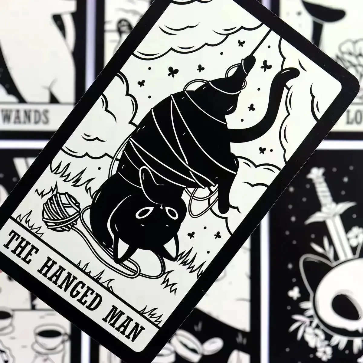 Cartas de tarô para gatinhos, 78 peças, baralho de gato preto, oráculo, adivinhação, bruxaria, animais fofos, para iniciantes, espiritualidade, jogo de tabuleiro, gif